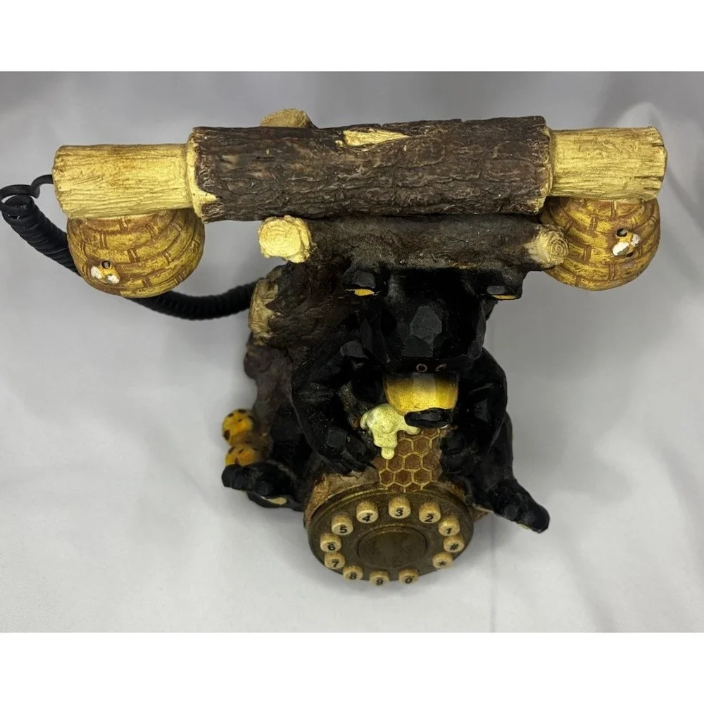 🐻VTG Black Bear Eating Honey W/ Bees dial Phone, Excellent Condition Rare